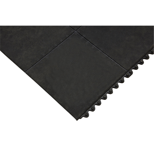 Tapis antifatigue, Lisse, 3' x 3' x 1/2", Noir, Caoutchouc naturel Kelford