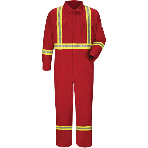 Combinaisons de luxe r&eacute;sistantes au feu avec bordures r&eacute;fl&eacute;chissantes, Taille 38, Rouge, 5,6 cal/cm² Kelford