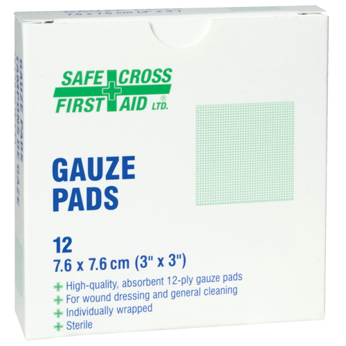 Gaze, Tampon, 3" lo x 3" la, St&eacute;rile, Dispositif m&eacute;dical Classe 1 Kelford
