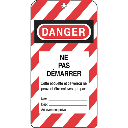 &eacute;tiquettes de verrouillage, Plastique, 3" la x 5-3/4" h, Français Kelford