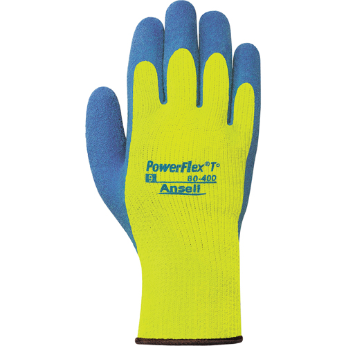 Gants PowerFlex T° Hi Viz 80-400, 7/Petit, R&ecirc;vetement Latex de caoutchouc, Calibre 7, Enveloppe en Tissu &eacute;ponge Kelford