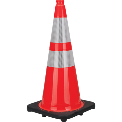 C&ocirc;ne de signalisation de premi&egrave;re qualit&eacute;, 28", Orange, Bande(s) r&eacute;fl&eacute;chissante(s) 4" & 6" Kelford