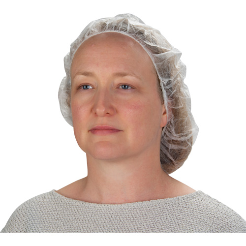 Non-Woven Bouffant Caps, Polypropylene, 21"/Large, White Kelford