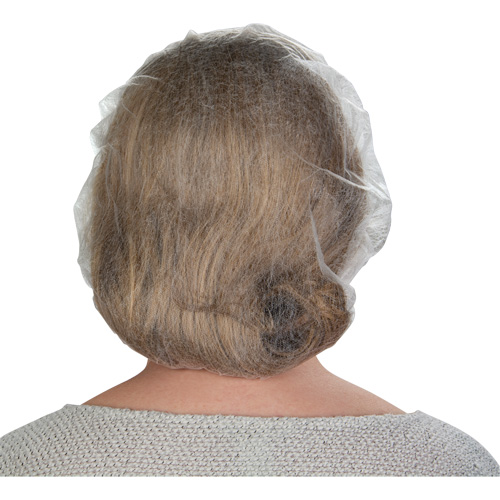 Non-Woven Bouffant Caps, Polypropylene, 21"/Large, White Kelford