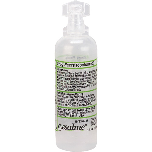 Bouteilles de solution saline pour douche oculaire, Bouteille Plein, 1 oz Kelford