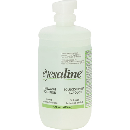 Bouteilles de solution saline pour douche oculaire, Bouteille Plein, 16 oz Kelford