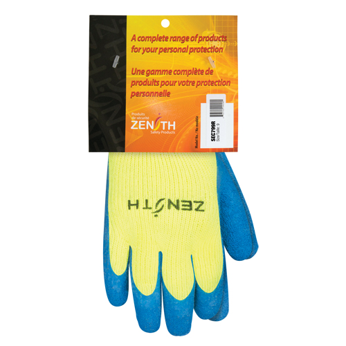 Gants haute visibilit&eacute; doubl&eacute;s d'acrylique de caoutchouc naturel, 9, R&ecirc;vetement Latex de caoutchouc, Calibre 7, Enveloppe en Acrylique Kelford