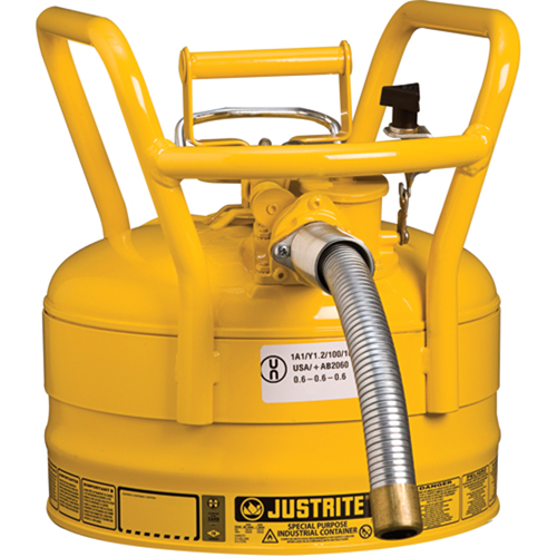 Bidons s&eacute;curitaires D.O.T. de AccuFlow, Type II, Acier, 2,5 gal. US, Jaune, Homologu&eacute; FM Kelford