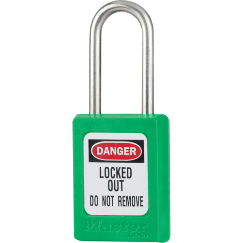 S31 Zenex Safety Padlock, Green, Keyed Different, Thermoplastic, 1-3/8" Width Kelford