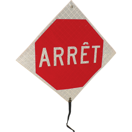 "Arr&ecirc;t" Rolled-Up Traffic Sign, 24" x 24", Vinyl, French Kelford