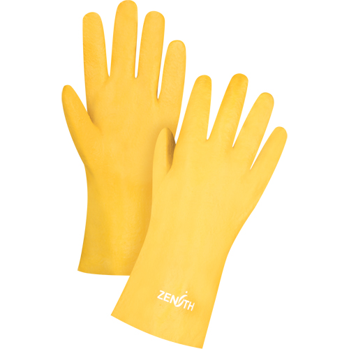 Rough-Finish Chemical-Resistant Gloves, Size 9, 12" L, PVC, Interlock Inner Lining, 47-mil Kelford