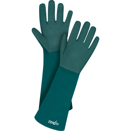 Double Dipped Green Gloves, 18" L, PVC, Cotton Jersey Inner Lining, 70-mil Kelford