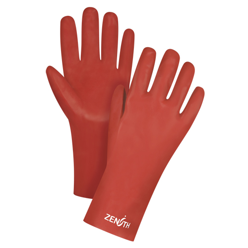 Gants rouges &agrave; fini doux r&eacute;sistants aux produits chimiques, Taille 9, 12" lo, PVC, Doublure en Interlock, 47-mil Kelford
