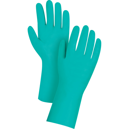 Gants de premi&egrave;re qualit&eacute; &agrave; prise en losange r&eacute;sistants aux produits chimiques, Taille T-Grand/10, 13" lo, Nitrile, 11 mils Kelford