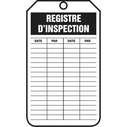 &eacute;tiquettes de s&eacute;curit&eacute; d'inspection et de contr&ocirc;le de l'&eacute;tat de l'&eacute;quipement, Papier cartonn&eacute;, 3-1/8" la x 5-7/8" h, Français Kelford