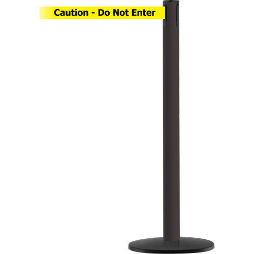 Montant pour syst&egrave;me Advance TensaBarrier, Acier, 36" h, Ruban Noir/Jaune, Longueur du ruban 7,5' Kelford