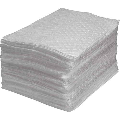 Premium Fine Fiber Sorbent Pads, Oil Only, 15" x 17", 25 gal. Absorbancy Kelford