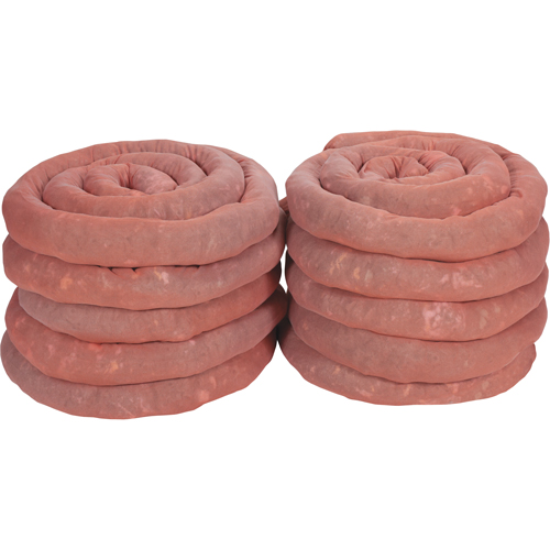 Remblais tubulaires absorbants, Mati&egrave;res dangereuses, Absorption 45 gal., 3" la x 10' lo, Pqt de 10 Kelford