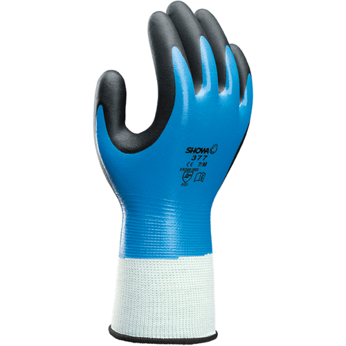 Gants Showa 377, 6/Petit, R&ecirc;vetement Mousse de nitrile, Calibre 13, Enveloppe en Nylon Kelford