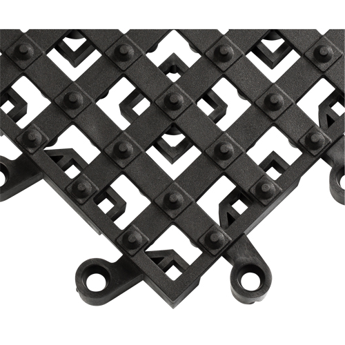 ErgoDeck&reg; Matting With Integrated No-Slip Cleats No. 553, PVC, 1-1/2' W x 1-1/2' L, 7/8" Thick, Black Kelford
