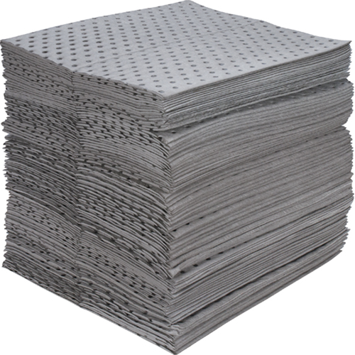 Industrial-Grade Fine Fibre Sorbent Pads, Universal, 15" x 17", 40 gal. Absorbancy Kelford