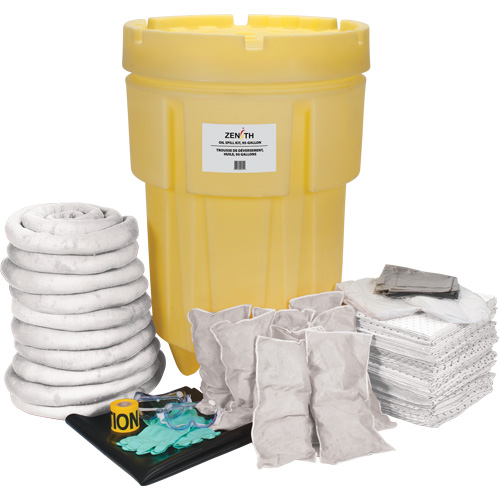 Trousse de lutte contre les d&eacute;versements pour &eacute;tabli, Huile seulement, Baril, Absorbance de 95 gal. US Kelford
