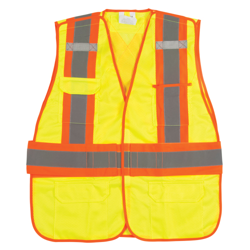 Veste d'arpenteur haute visibilit&eacute;, conforme &agrave; la CSA, Jaune lime haute visibilit&eacute;, Grand, Polyester Kelford