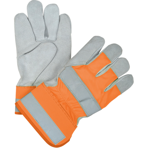 Premium Quality High Visibility Fitters Gloves, Large, Split Cowhide Palm, Cotton Inner Lining Kelford