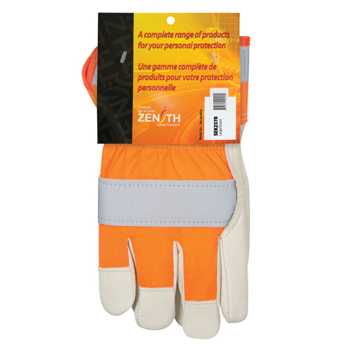 Gants d'ajusteur &agrave; chaleur sup&eacute;rieure orange haute visibilit&eacute;, Grand, Paume en Cuir fleur de vache, Doublure en Thinsulate Kelford