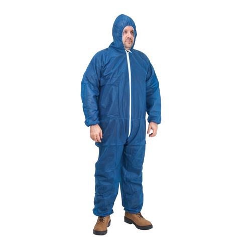Hooded Coveralls, X-Large, Blue, Polypropylene Kelford