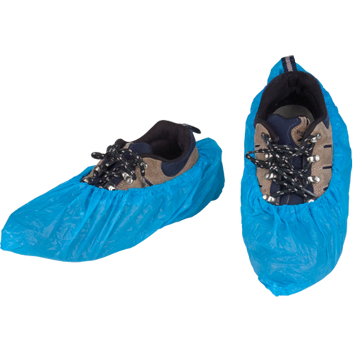 CPE Shoe Covers, Large, Polyethylene, Blue Kelford