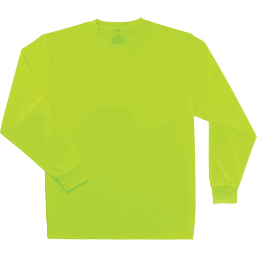 GloWear 8091 Non-Certified Long Sleeve T-Shirt, Polyester, Small, High Visibility Lime-Yellow Kelford