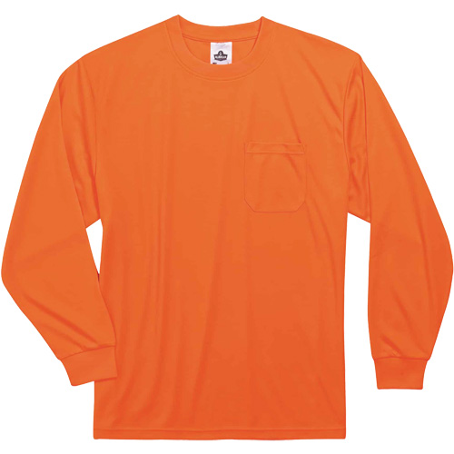 GloWear 8091 Non-Certified Long Sleeve T-Shirt, Polyester, Small, High Visibility Orange Kelford