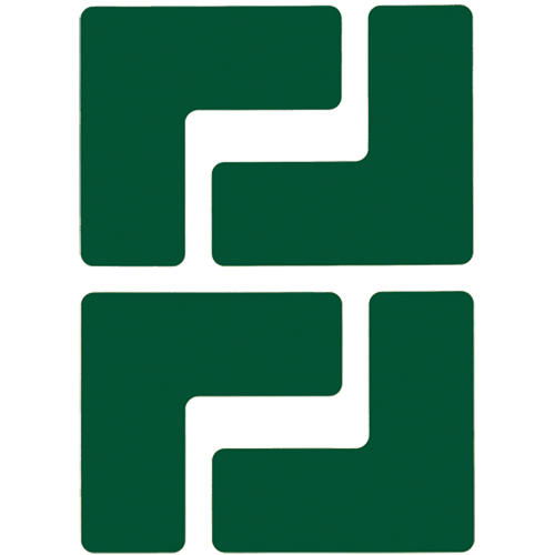 Floor Corner Marks, L, 5" L x 2" W, Green, Polyester Kelford