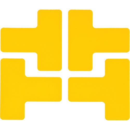 Floor Corner Marks, T, 5" L x 2" W, Yellow, Polyester Kelford