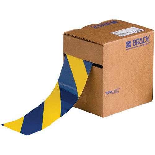ToughStripe&reg; Floor Marking Tape, 3" x 100', Polyester, Blue and Yellow Kelford