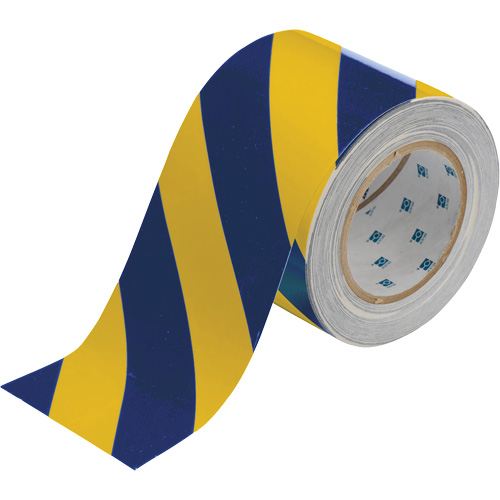 Ruban de marquage pour planchers ToughStripe, 4" x 100', Polyester, Bleu et jaune Kelford