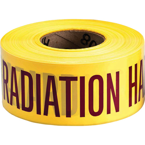 Barricade Tape, English, 3" W x 1000' L, 3 mils, Magenta on Yellow Kelford