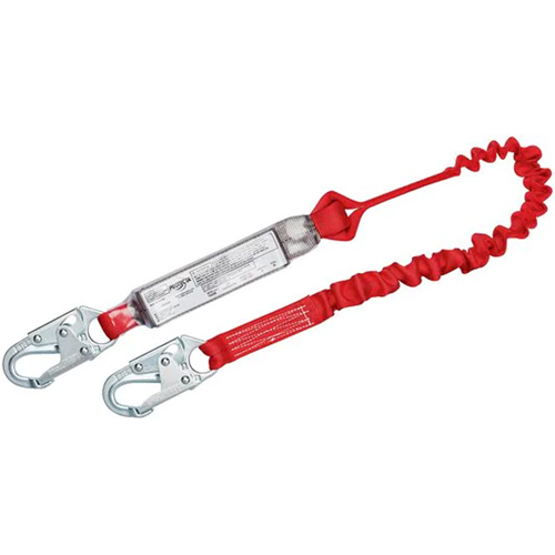 PRO Elastic Shock-Absorbing Lanyard, 6', Snap Hook Center, Snap Hook Leg Ends, Polyester Kelford