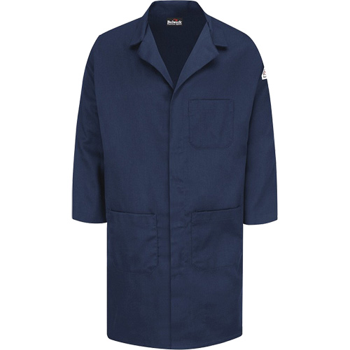 Excel FR&reg; ComforTouch&reg; Lab Coat, Cotton, Large, Navy Blue Kelford