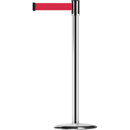Montant pour barri&egrave;re Slimline TensaBarrier, Acier, 38" h, Ruban Rouge, Longueur du ruban 7,5' Kelford