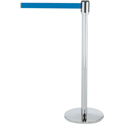 Montant pour barri&egrave;re Slimline TensaBarrier, Acier, 38" h, Ruban Bleu, Longueur du ruban 7,5' Kelford