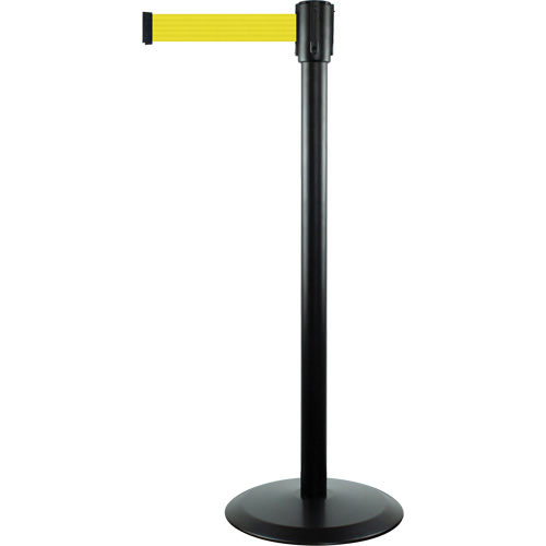Montant pour barri&egrave;re Slimline TensaBarrier, Acier, 38" h, Ruban Jaune, Longueur du ruban 7,5' Kelford