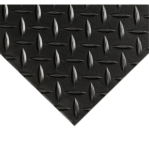 Tapis Diamond-Plate pour tableau de contr&ocirc;le no 701, 4' la x 10' lo, 1/4" &eacute;paisseur, Noir, PVC Kelford