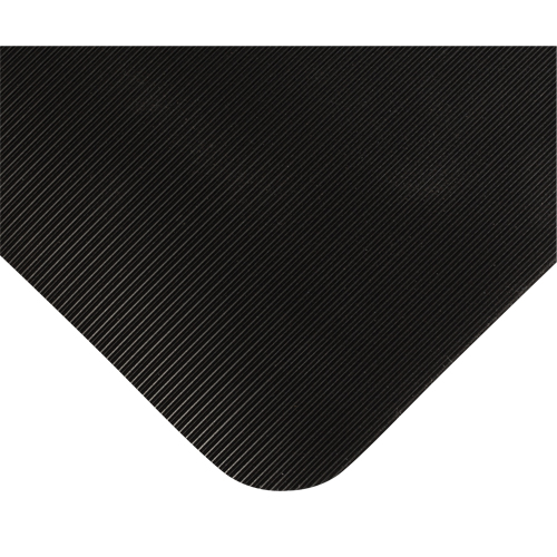 Tapis tr&egrave;s robuste pour panneau de contr&ocirc;le No 720, Ondul&eacute;, 3' x 10' x 5/8", Noir, PVC Kelford