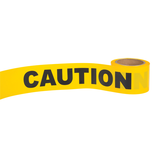 "Caution" Barricade Tape, English, 3" W x 300' L, 1.5 mils, Black on Yellow Kelford