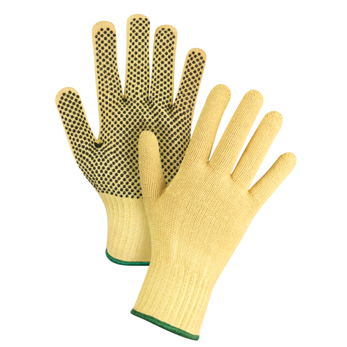 Gants tricot&eacute;s sans couture &agrave; pois, Taille Moyen/8, Calibre 7, Rev&ecirc;tement PVC, Enveloppe en Kevlar, ASTM ANSI niveau A2/EN 388 niveau 3 Kelford