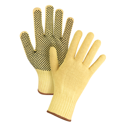 Dotted Seamless String Knit Gloves, Size Large/9, 7 Gauge, PVC Coated, Kevlar&reg; Shell, ASTM ANSI Level A2/EN 388 Level 3 Kelford