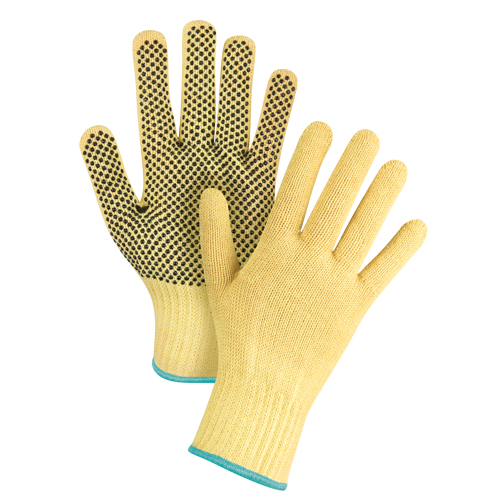 Gants tricot&eacute;s sans couture &agrave; pois, Taille T-Grand/10, Calibre 7, Rev&ecirc;tement PVC, Enveloppe en Kevlar, ASTM ANSI niveau A2/EN 388 niveau 3 Kelford