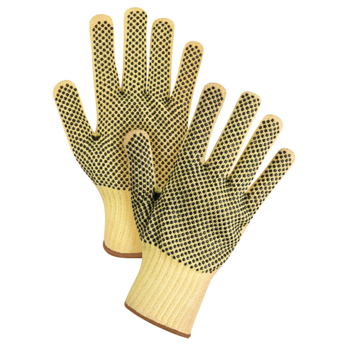 Gants tricot&eacute;s deux c&ocirc;t&eacute;s, sans couture, &agrave; pois, Taille Grand/9, Calibre 7, Rev&ecirc;tement PVC, Enveloppe en Kevlar, ASTM ANSI niveau A2/EN 388 niveau 3 Kelford